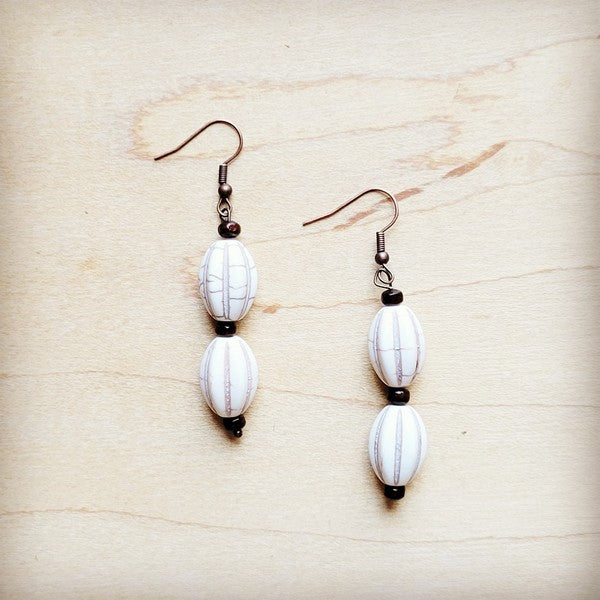 White Turquoise Melon Bead Earrings