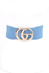 Plus Size CG Buckle Denim Elastic Belt