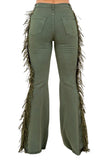 Texas Sun Bell Bottom Jean in Olive Made In: USA