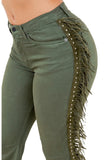 Texas Sun Bell Bottom Jean in Olive Made In: USA