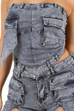 WOMEN FASHION DENIM TWO PIECE SET