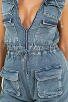 WOMEN FASHION DENIM CARGO STYLE JUMPSUIT