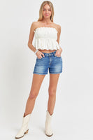 RISEN Low Rise Slit Denim Shorts