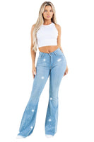 Vegas Glam Bell Bottom Jean in Light Wash Made in America