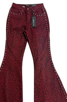 Leopard Studded Bell Bottom Pant Made In USA