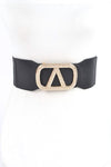 Plus Size Crystal Logo Buckle Elastic Belt