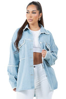 WOMEN FASHION OVERSIZE DENIM SHIRT