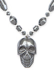 Hematite Skull Pendant Necklace