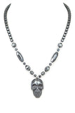 Hematite Skull Pendant Necklace