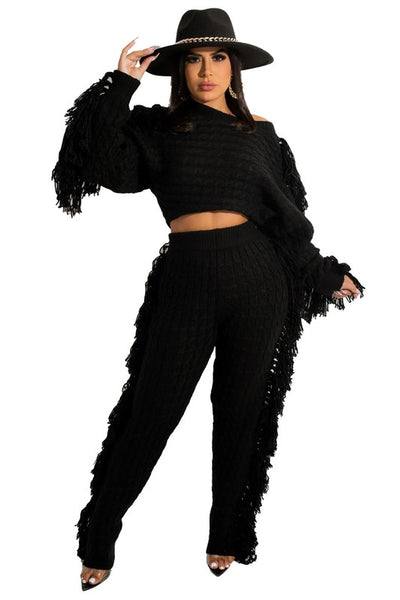 WOMEN FASHUON  2PC SWEATER PANTS SET