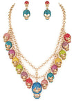 Crystal Skull Charms Statement Necklace Set