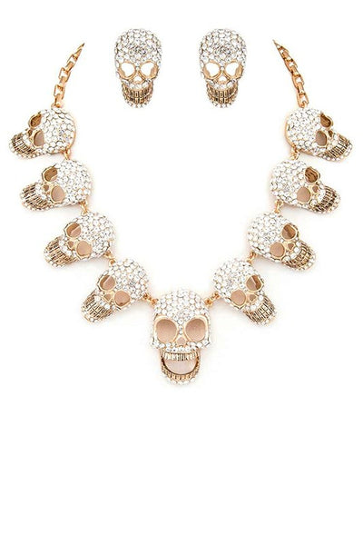 Crystal Iconic Skull Necklace Set