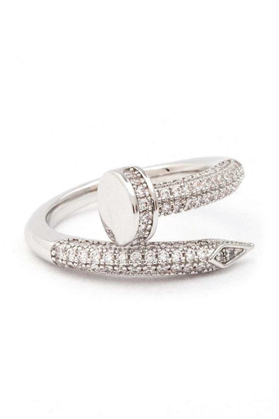 Cubic Zirconia Pave Iconic Nail Ring