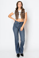 CORSET& ECO FABRIC HIGH RISE PHONE POCKET BOOTCUT