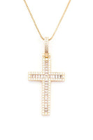 Cross Baguette CZ Pendant Necklace