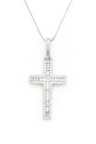 Cross Baguette CZ Pendant Necklace