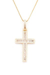 Cross Baguette CZ Pendant Necklace