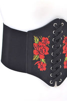 Embroidered Flower Lacing Corset Belt