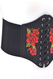 Embroidered Flower Lacing Corset Belt