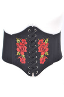 Embroidered Flower Lacing Corset Belt