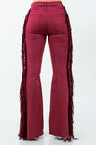 Texas Sun Fringe Bell Bottom jean in Wine