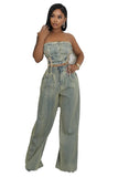 WOMEN FASHION DENIM TWO PIECE PANTS SET