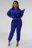 WOMEN FASHION SEQUIN TWO PIECE PANT SET