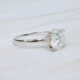 Paved Halo Solitaire Moissanite Ring size 7