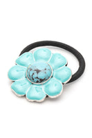 3 PC Turquoise Flower Stone Hair Tie