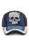 Crystal Skull Embelished Fashion Denim Cap