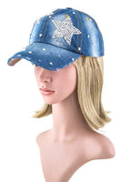 Stars Crystal Embellished Fashion Denim Cap