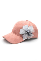 Beaded Flower Suede Fashion Cap