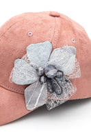 Beaded Flower Suede Fashion Cap