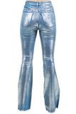 Metallic Bell Bottom Jean in Blue