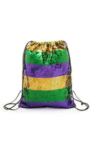 Sequin Mardi Gras Drawstring Backpack Bag