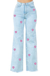 Brooklyn Wide Leg Jean with heart