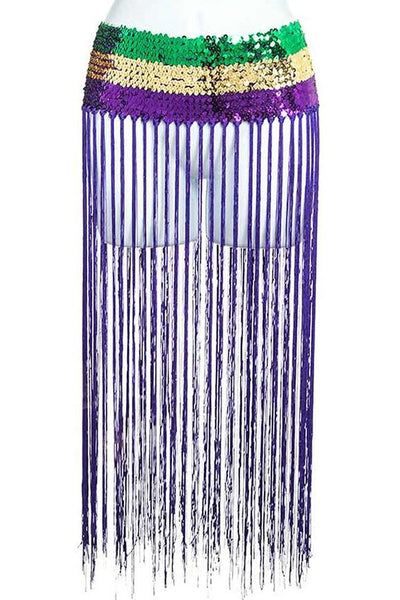 Mardi Gras Sequins Stretchy Fringe Curtain Belt