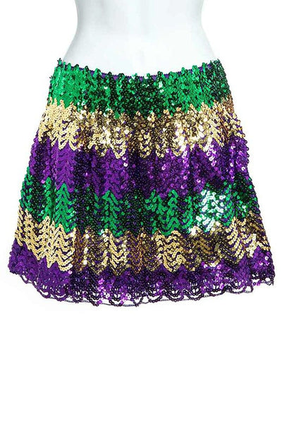 Mardi Gras Sequins Stretchy Skirt