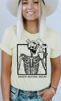 Death Before Decaf Skull PLUS Graphic Tee