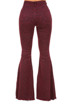 Leopard Bell Bottom Jean in Burgundy Made in USA