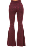 Leopard Bell Bottom Jean in Burgundy Made in USA