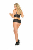 Elegant Moments Stretch Lace Booty Shorts And A Matching Camisole Top Embellished With Satin Bows, Adjustable Straps