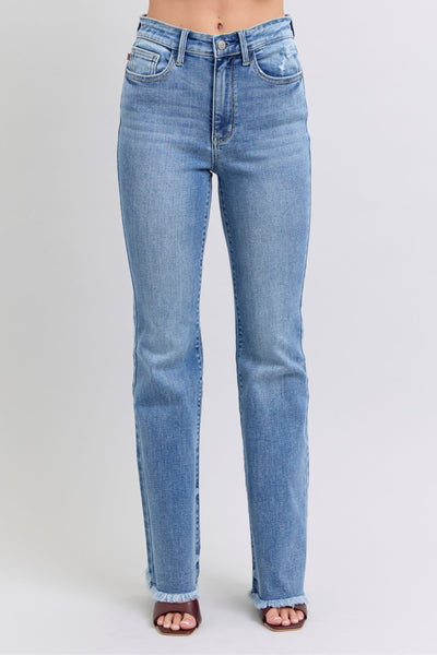 Judy Blue Full Size Raw Hem High Rise Bootcut Jeans