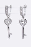 Cubic Zirconia Key Drop Earrings