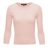 Crewneck 3/4 Sleeve Spandex Pullover Sweater