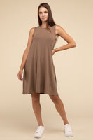 Sleeveless Flared Dress with Side Pockets