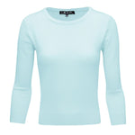 Crewneck 3/4 Sleeve Spandex Pullover Sweater