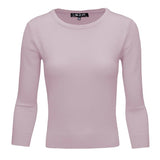 Crewneck 3/4 Sleeve Spandex Pullover Sweater