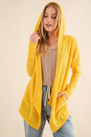 And The Why Full Size Thermal Hooded Open Front Cardigan with Pockets