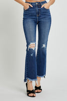 RISEN High Rise Distressed Crop Flare Jeans